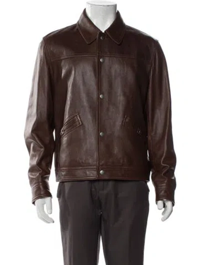 Pre-owned Coach Lamb Leather Moto Jacket In Brown