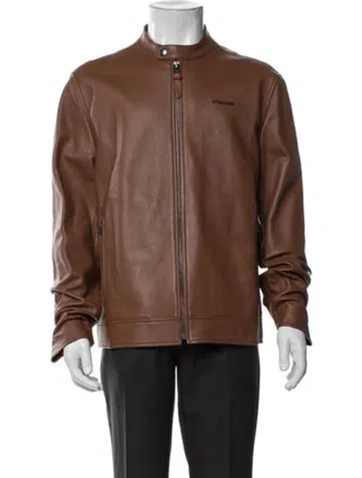 Pre-owned Coach Lamb Leather Moto Jacket W/ Tags In Brown