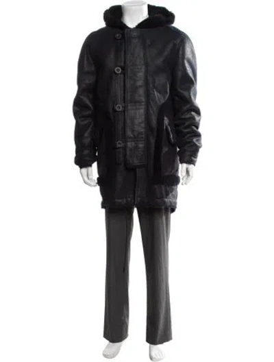 Pre-owned Coach Lamb Leather Parka In Blue
