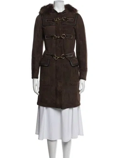 Pre-owned Coach Lamb Leather Parka In Brown