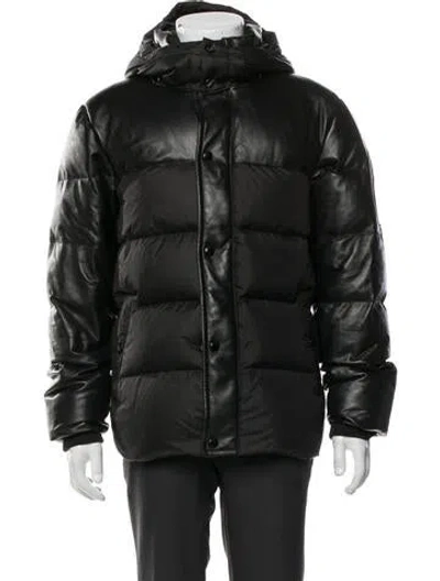 Pre-owned Coach Lamb Leather Puffer Coat In Black