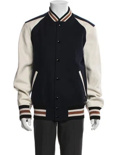 Pre-owned Coach Lamb Leather Varsity Jacket In Blue
