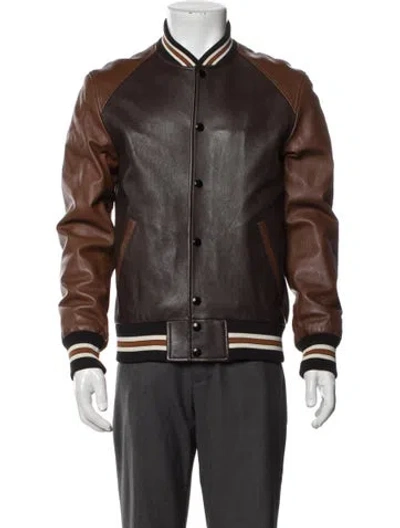 Pre-owned Coach Lamb Leather Varsity Jacket In Brown