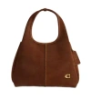 Coach Suede Tote Bag Detachable Strap In Brown