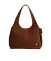 Coach Suede Tote Bag Detachable Strap In Brown