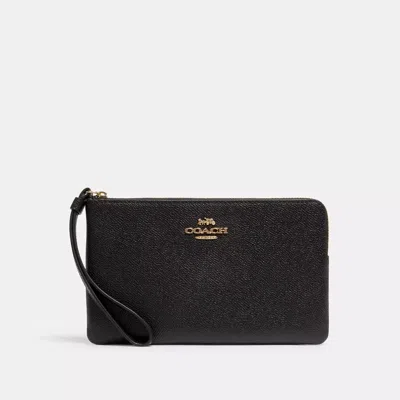 Coach Large Corner Zip Wristlet In Black