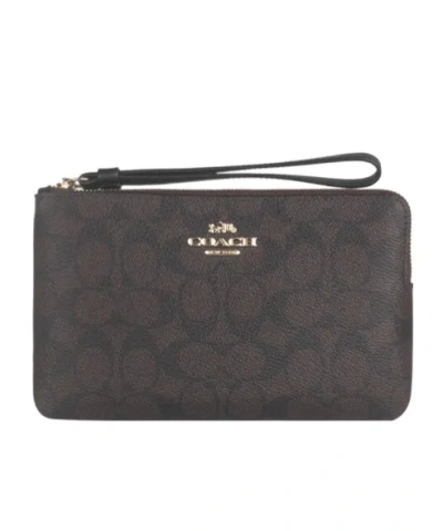 Coach Large Corner Zip Wristlet In Signature Canvas