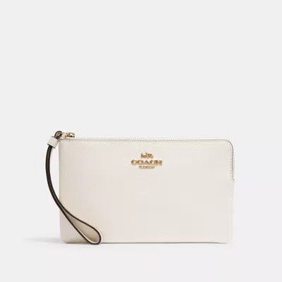 Coach Large Corner Zip Wristlet In White