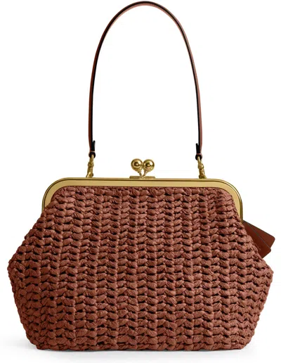 Coach Large Kisslock 27 Frame Bag In Brown