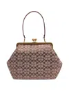 Coach Crystal Signature Large Kisslock Pouch In Brown