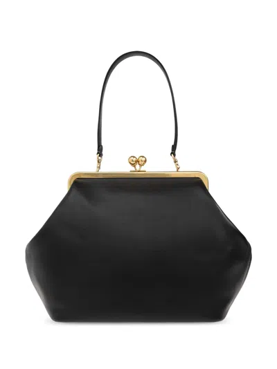 Coach Large Kisslock Frame Clutch Bag In Black