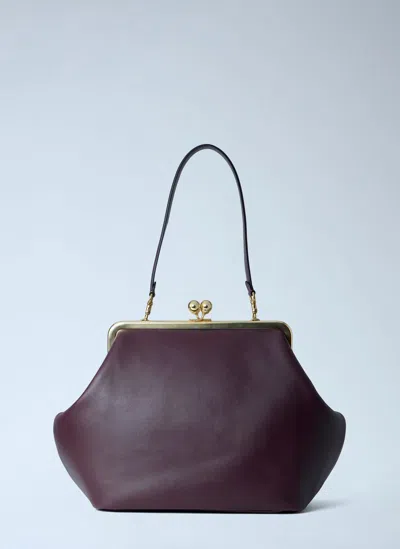 Coach Large Kisslock Frame Handbag In Burgundy