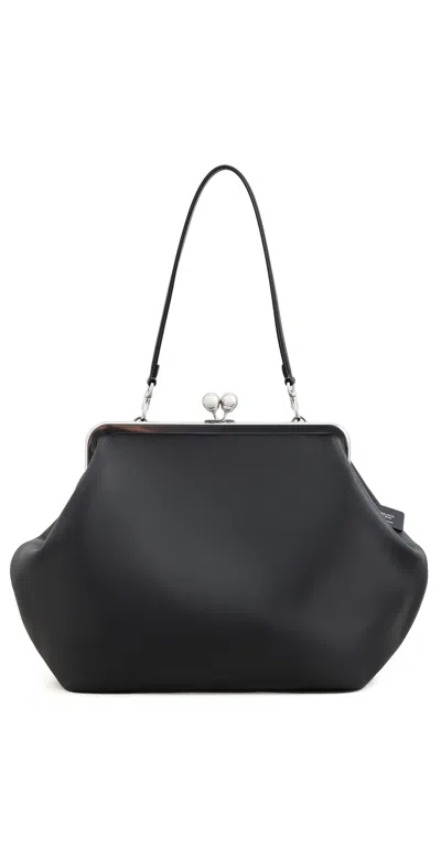 Coach Large Leather Kiss-lock Frame Bag Black In Pattern