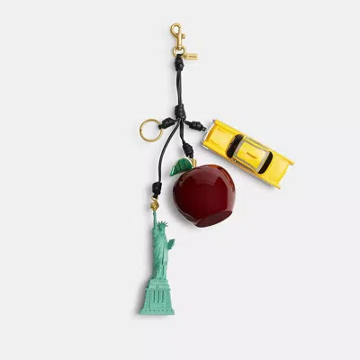 Coach Large New York Cluster Bag Charm In Brass/multi