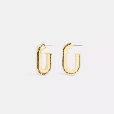 Coach Large Stitched Chain Link Earrings In Gold