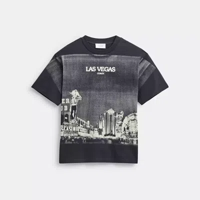 Coach Las Vegas Postcard Relaxed T-shirt In Gray