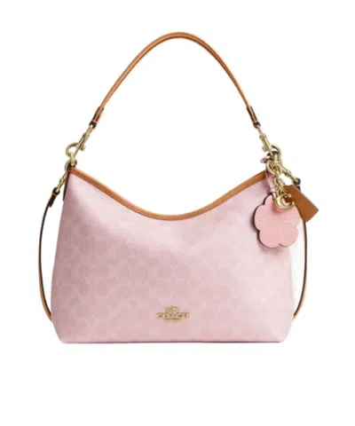 Coach Laurel Shoulder Bag In Signature Canvas With Charms In Pink