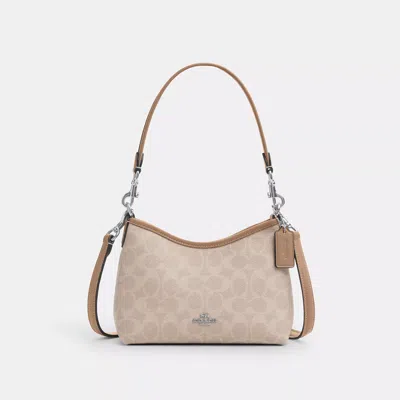 Coach Laurel Small Shoulder Bag In Signature Canvas In Sand