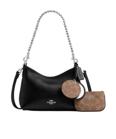Coach Laurel Small Shoulder Bag With Mirror Charm And Pouch In Black