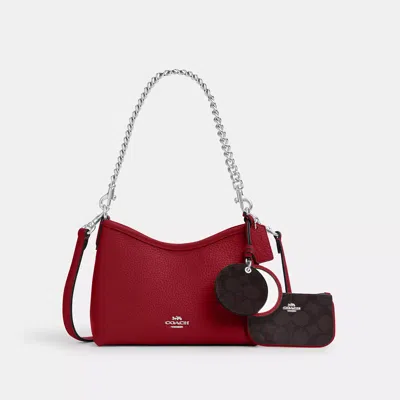 Coach Laurel Small Shoulder Bag With Mirror Charm And Pouch In Red