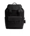 Coach League Flap Leather Backpack In Black