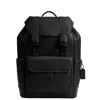 Coach League Flap Leather Backpack In Gray