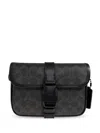 Coach League Logo-patterned Shoulder Bag In Black