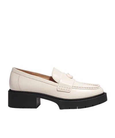 Coach Women's Leah Leather Lug-sole Loafers In Chalk