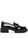 Coach Leah Patent-leather Loafers In Black
