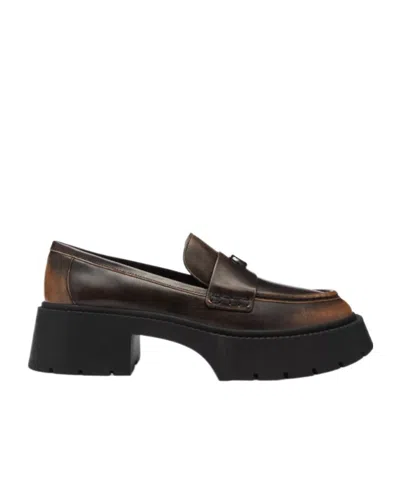 Coach Leah Platform Loafer In Loved Leather In Black