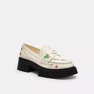 Coach Leah Platform Loafer With Sketch Print In White