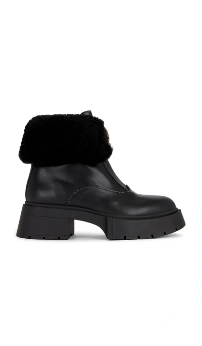 Coach Leah Platform Shearling Zip Bootie In Black