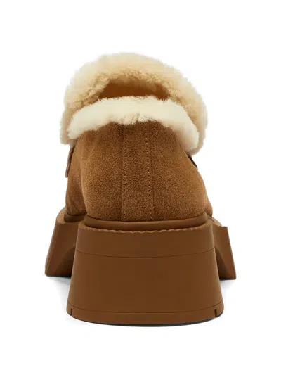 Coach Leah Coconut Natural Suede Front Zip Platform Boots In Brown