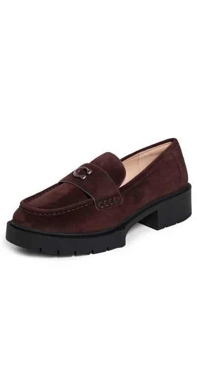 Coach Leah Suede Loafers Maple In Brown