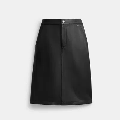 Coach Leather A Line Skirt In Black