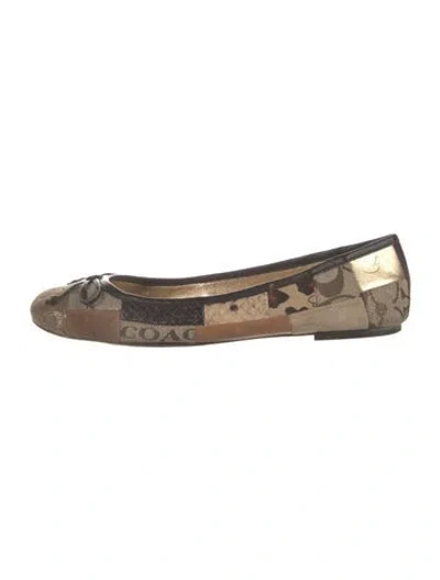 Pre-owned Coach Leather Animal Print Ballet Flats In Multi