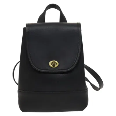 Pre-owned Coach Leather Backpack Bag () In Black