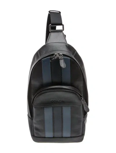 Pre-owned Coach Leather Backpack In Black/blue