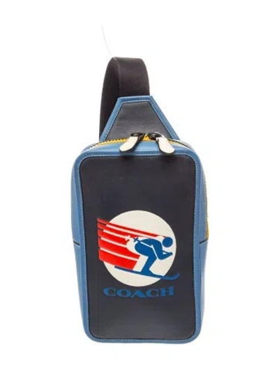 Pre-owned Coach Leather Backpack In Blue