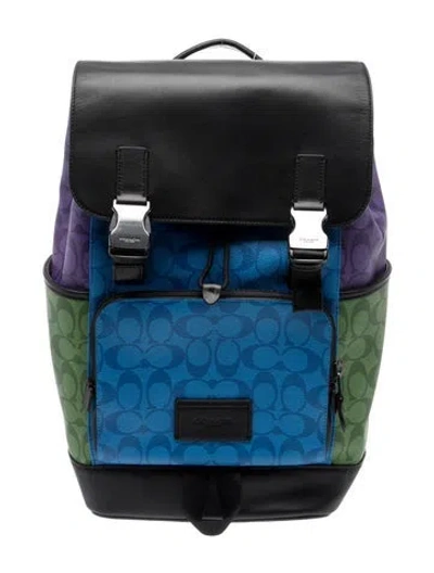 Pre-owned Coach Leather Backpack In Blue