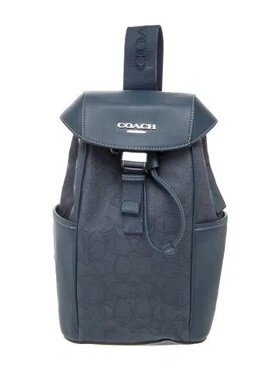 Pre-owned Coach Leather Backpack In Blue