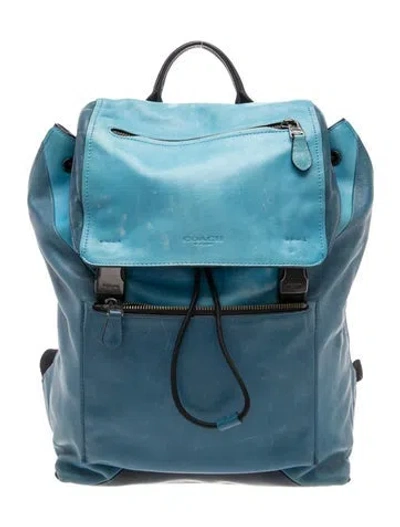 Pre-owned Coach Leather Backpack In Blue