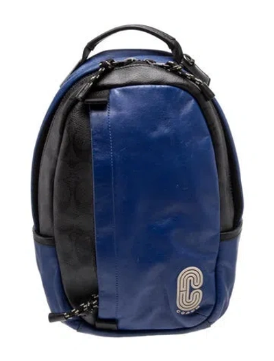 Pre-owned Coach Leather Backpack In Blue