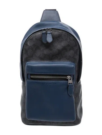 Pre-owned Coach Leather Backpack In Blue