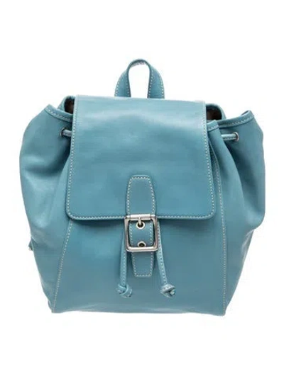 Pre-owned Coach Leather Backpack In Blue/white