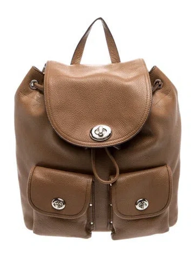 Pre-owned Coach Leather Backpack In Brown/neutrals