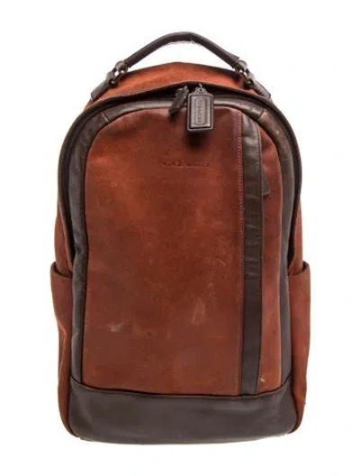 Pre-owned Coach Leather Backpack In Brown/orange