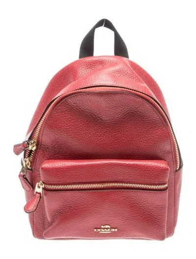Pre-owned Coach Leather Backpack In Burgundy
