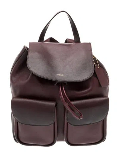 Pre-owned Coach Leather Backpack In Burgundy
