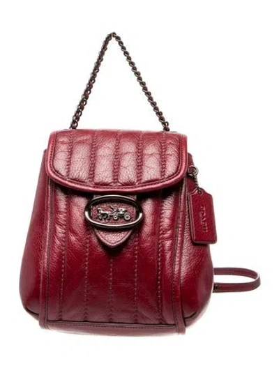 Pre-owned Coach Leather Backpack In Burgundy